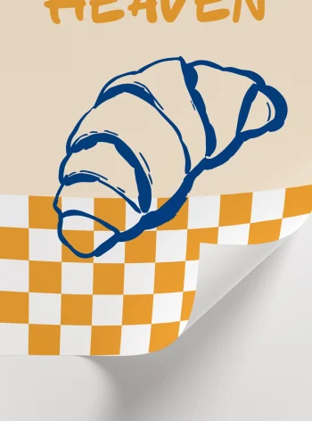 kahve köşesi için kruvasan poster