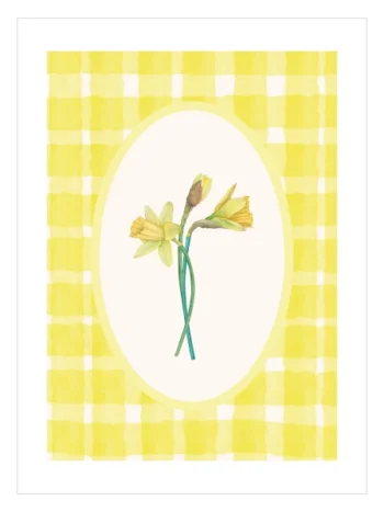 nergis çiçeği poster sarı ekose arka plan