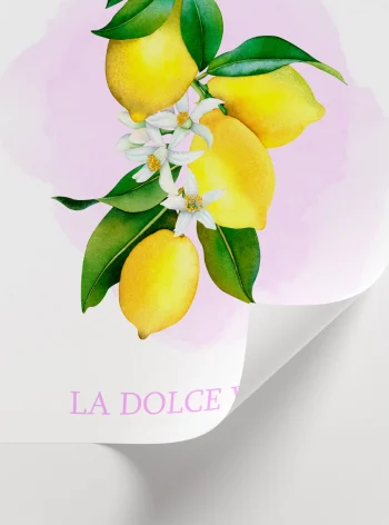 floral limon temalı mutfak duvar dekoru