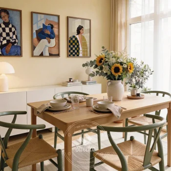 Salon dekorasyonu için modern ve estetik 3’lü çerçeveli kombin.