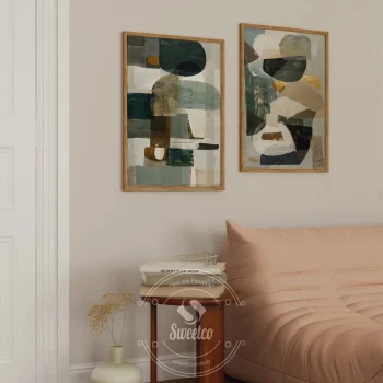 Nordic Layers ikili poster seti modern oturma odası duvar dekorasyonu.