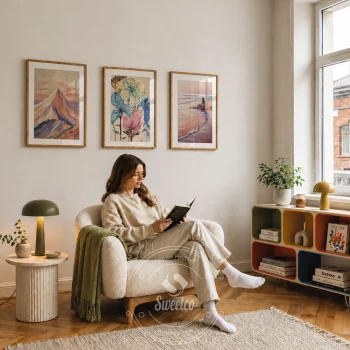 Çerçeveli pastel tonlarda 3lü tablo seti Sweetco