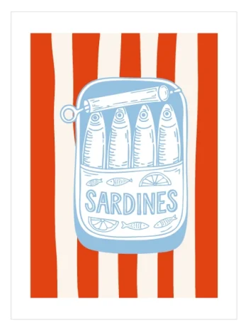 sardines poster retro mutfak dekoru