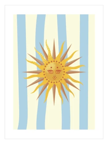 Vintage güneş yüzlü retro duvar posteri