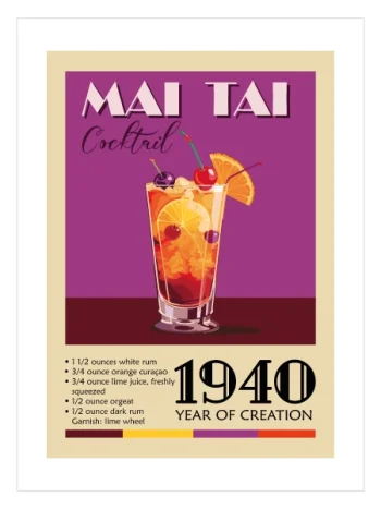mai tai kokteyl poster retro stil
