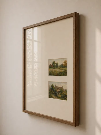 Kakao meşe çerçeveli siyah beyaz aile fotoğraflı tablo