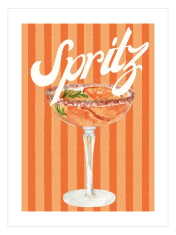 Retro çizgili arka planlı modern Spritz poster tasarımı