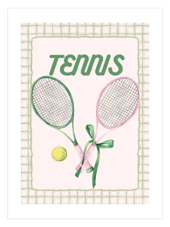 Pastel tenis raketleriyle hazırlanmış modern spor posteri