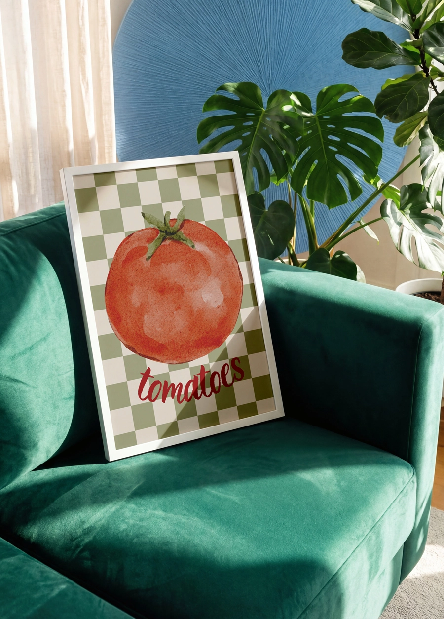Vintage mutfak dekorasyonu için modern tomato wall art