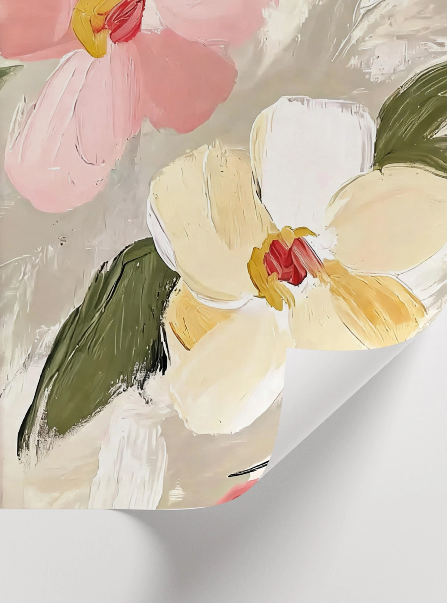 Pastel tonlu çiçek poster seti minimalist duvar dekorasyonu