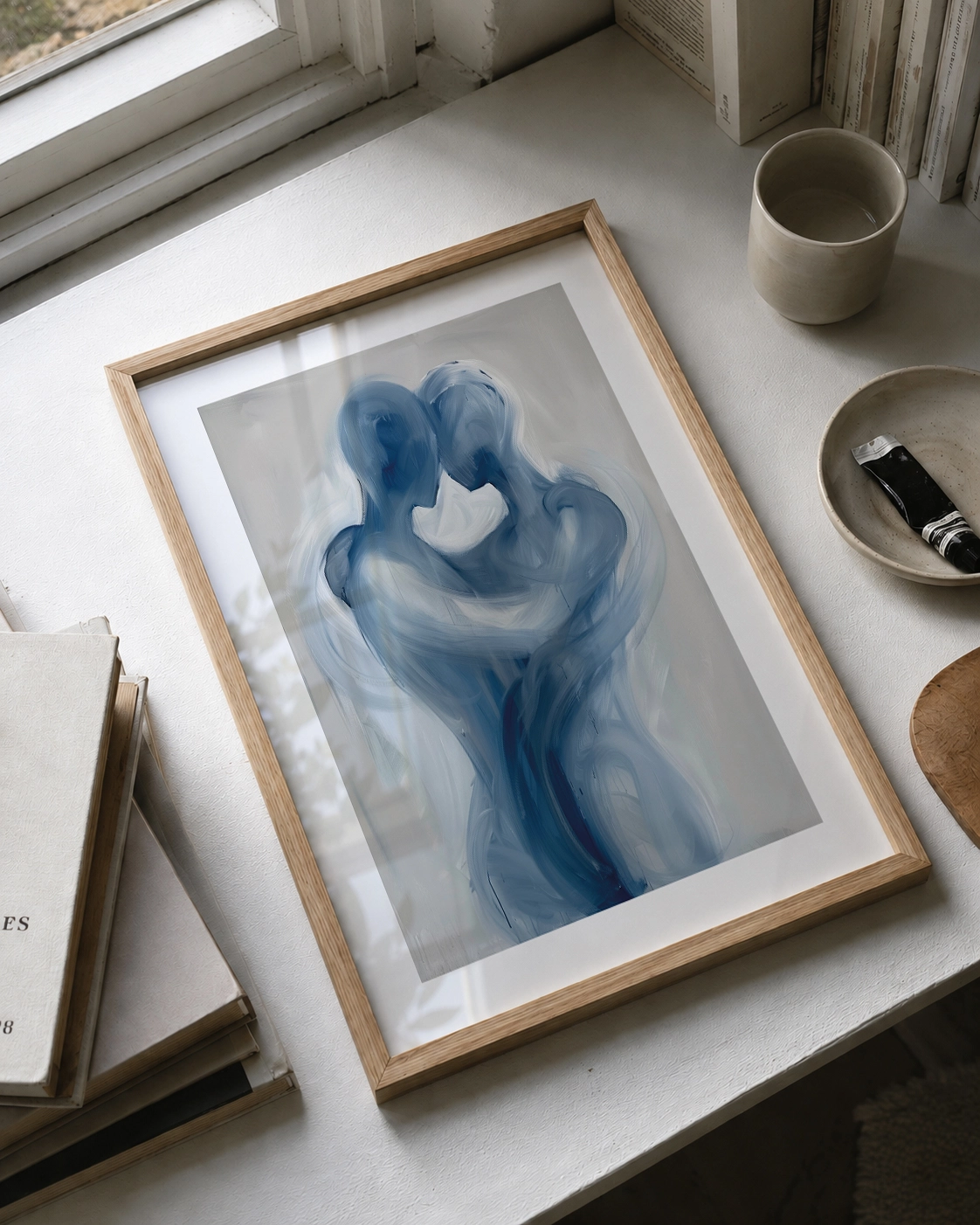 Scandinavian wall art tarzında soyut çerçeveli tablo seti