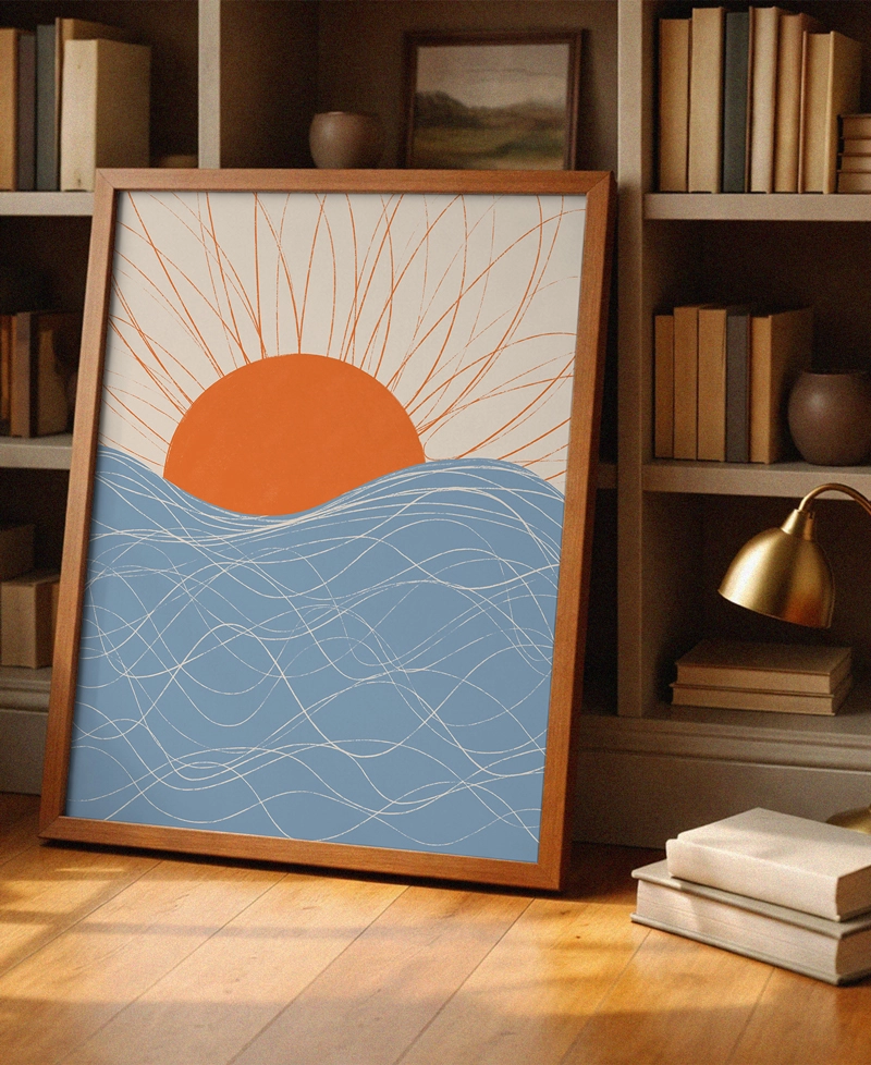 Abstract Sun Over Waves - Soyut Güneş ve Dalgalar - Görsel 5
