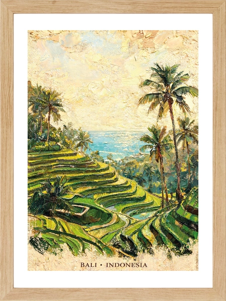 Bali Indonesia Poster – Tropikal Pirinç Tarlaları Duvar Dekoru - Görsel 5