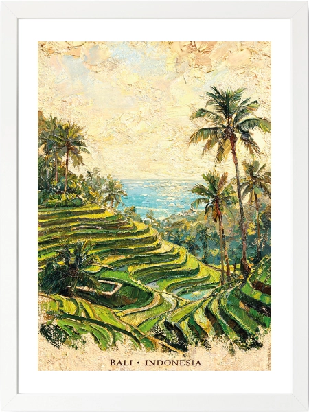 Bali Indonesia Poster – Tropikal Pirinç Tarlaları Duvar Dekoru - Görsel 4