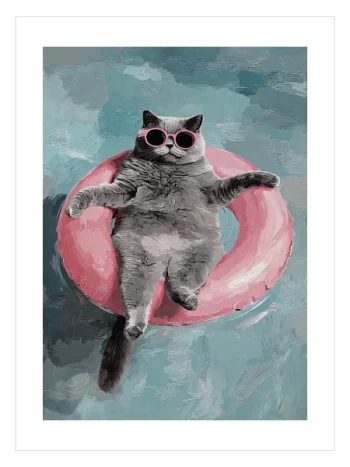 güneş gözlüklü kedi poster modern dekor