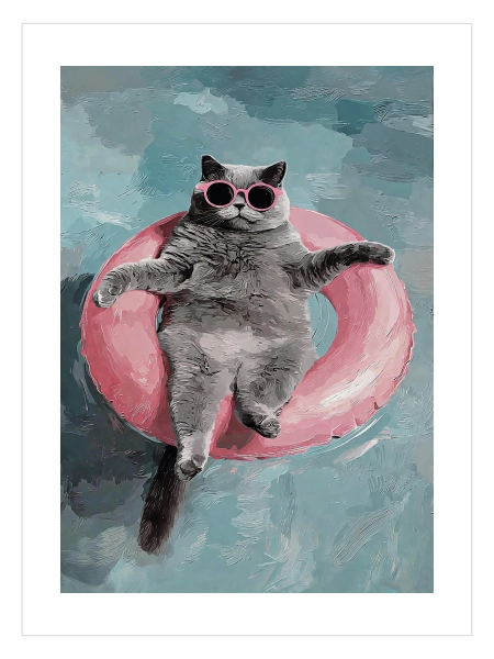 güneş gözlüklü kedi poster modern dekor