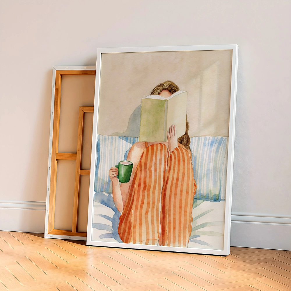 Cozy Reading Morning Poster - Kitap ve Kahve Keyfi - Görsel 3