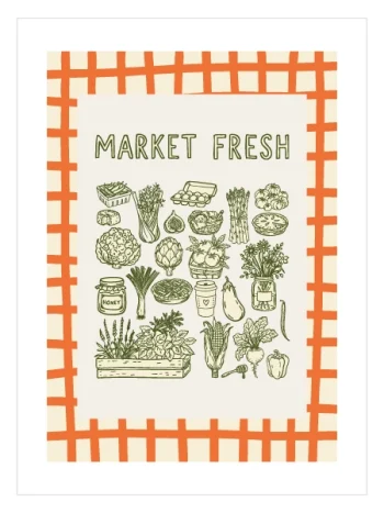 Market Fresh Farmhouse Poster - Çiftlik Pazarı Duvar Tablosu