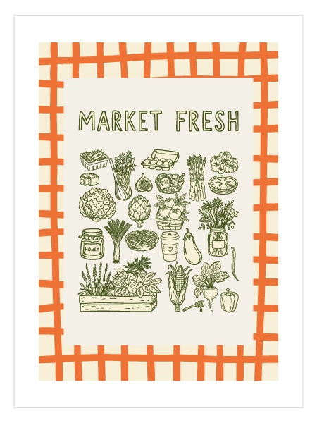Market Fresh Farmhouse Poster - Çiftlik Pazarı Duvar Tablosu