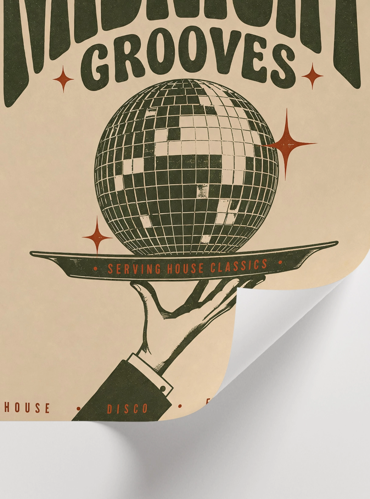Midnight Grooves Poster — Retro Disco ve Tipografi Temalı Duvar Posteri - Görsel 2