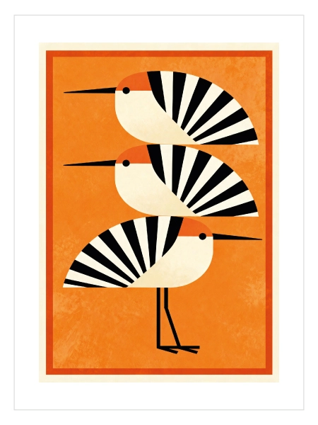 Orange Geometric Birds Wall Art - Turuncu Geometrik Kuşlar Duvar Tablosu 
