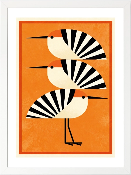Orange Geometric Birds Wall Art - Turuncu Geometrik Kuşlar Duvar Tablosu - Görsel 4