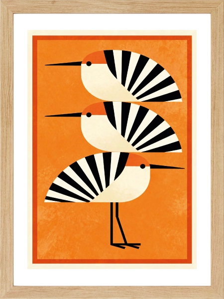 Orange Geometric Birds Wall Art - Turuncu Geometrik Kuşlar Duvar Tablosu - Görsel 5