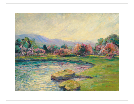 Pastel Spring Lake Landscape Poster - Pastel Bahar Gölü - Görsel 4