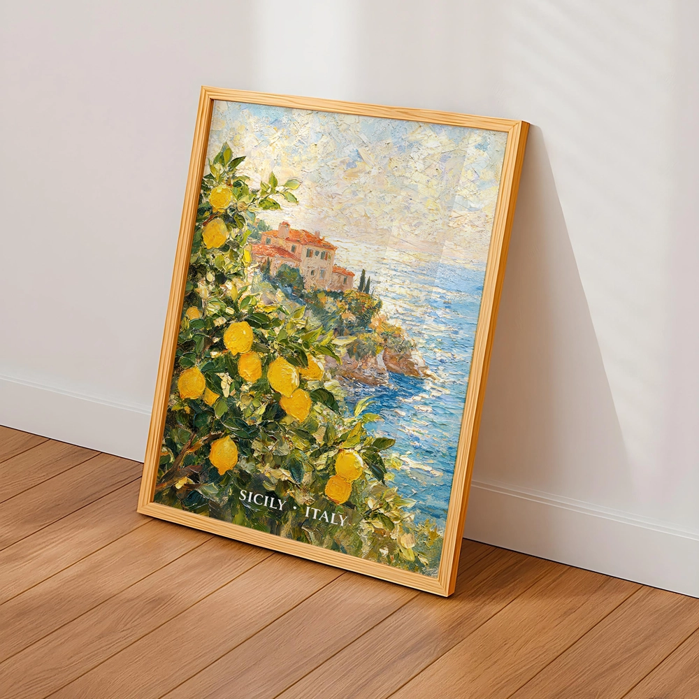 Sicily Italy Poster – Sicilya Limon Bahçeleri ve Akdeniz Kıyıları Duvar Dekoru - Görsel 3