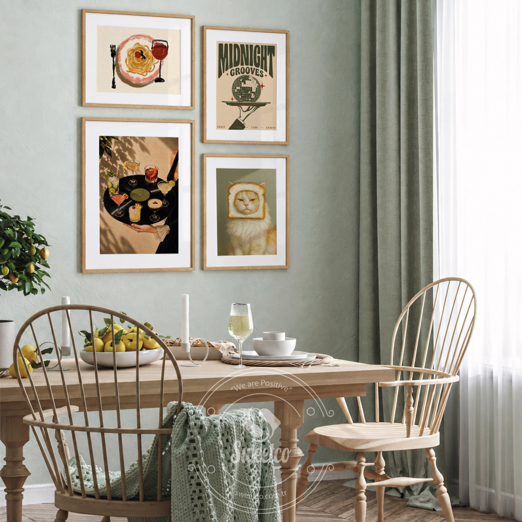 Modern mutfak için Sweet Moments poster seti duvar dekoru