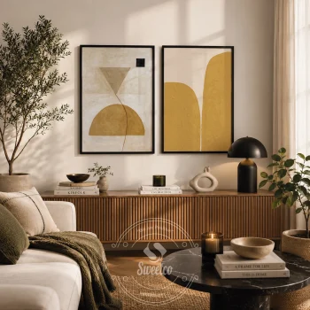 Golden Balance Poster Seti | Modern Soyut Duvar Dekoru