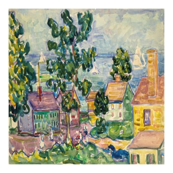 Maurice Prendergast Coastal Village Watercolor Poster - Deniz Manzarası Tablosu - Görsel 4