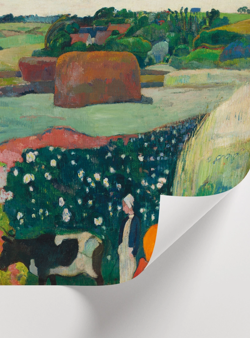 Paul Gauguin Breton Pastoral Landscape Poster - Post-Empresyonist Kırsal Yaşam Tablosu - Görsel 2
