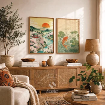 Sakura Serenity Set — Japon Estetiğinden İlham Alan İkili Tablo