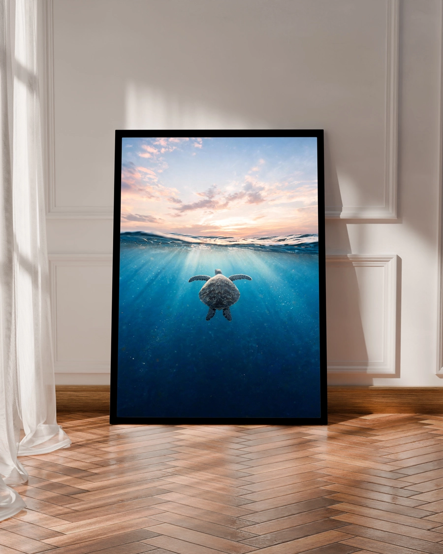 Sea Turtle Ocean Poster — Deniz Kaplumbağası Okyanus Manzarası - Görsel 3