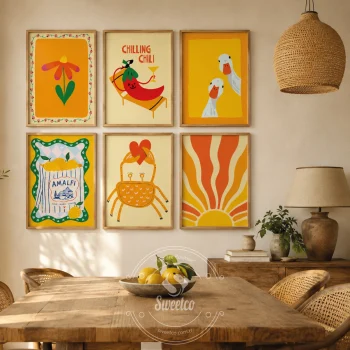 Amalfi Chilling Set – 6’lı Renkli Akdeniz Poster Seti