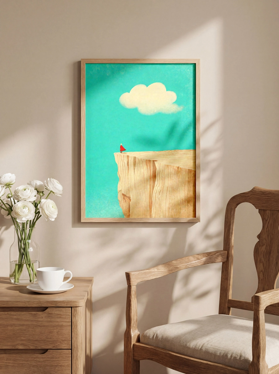 Edge of Wonder Poster — Uçurum ve Kırmızı Pelerin İllüstrasyonu - Görsel 3