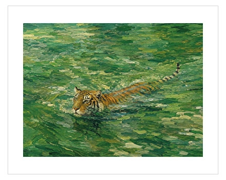 Emerald Tiger Poster — Yeşil Gölde Yüzen Kaplan - Görsel 4