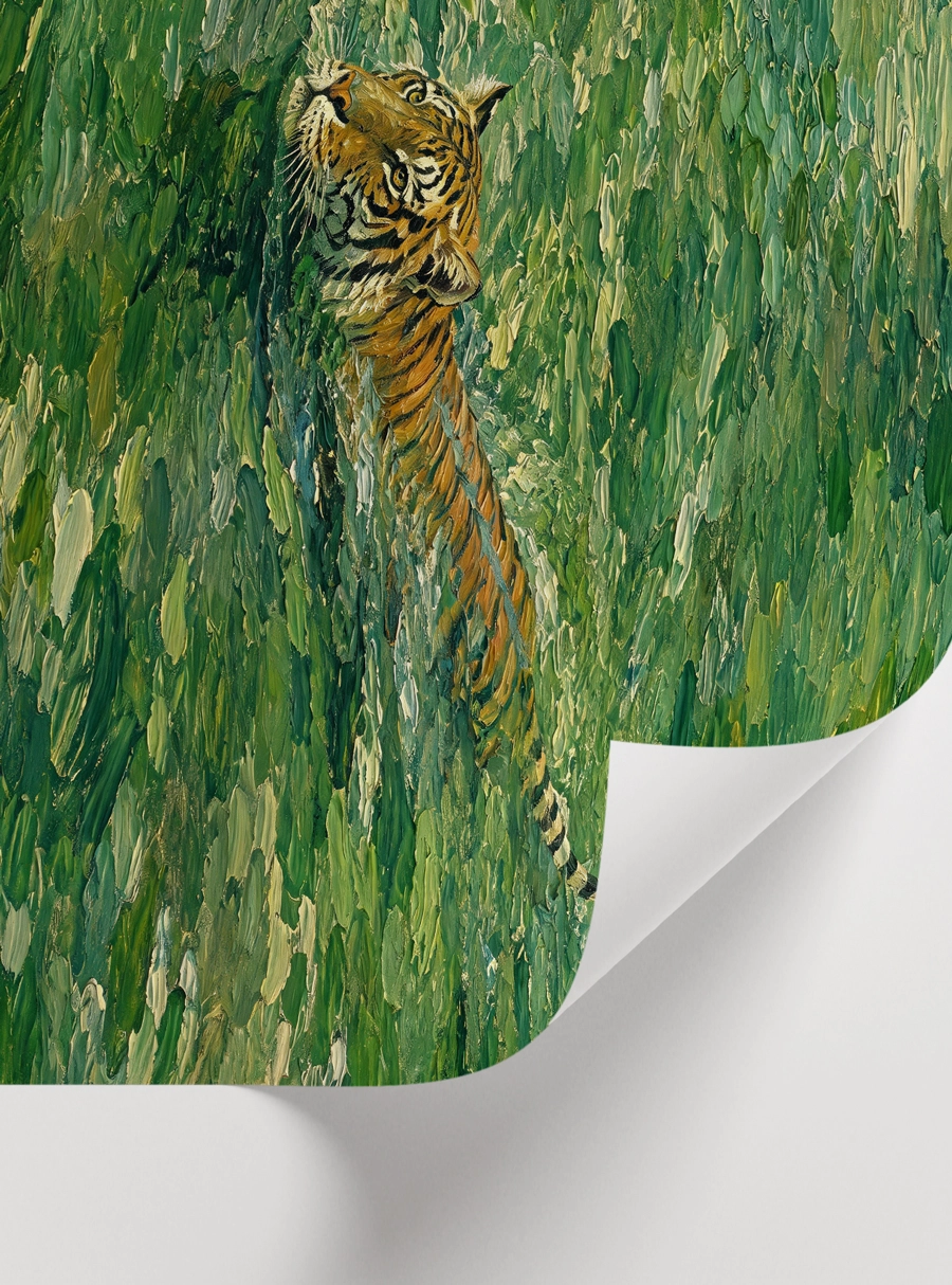Emerald Tiger Poster — Yeşil Gölde Yüzen Kaplan - Görsel 2