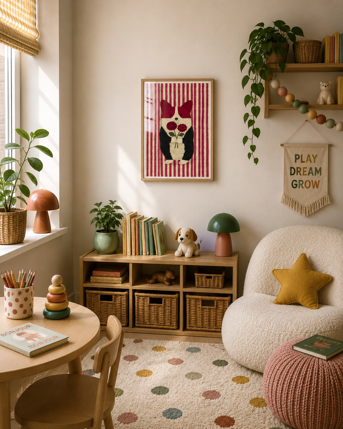 Flower Corgi Folk Art Poster — Çiçekli Corgi Poster - Görsel 3