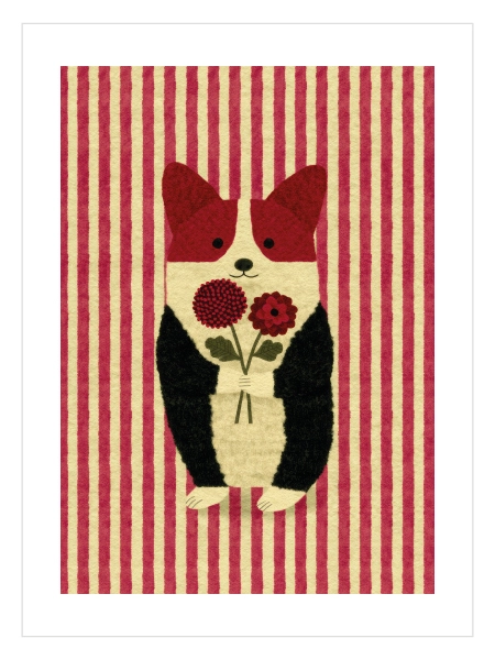 Flower Corgi Folk Art Poster — Çiçekli Corgi Poster