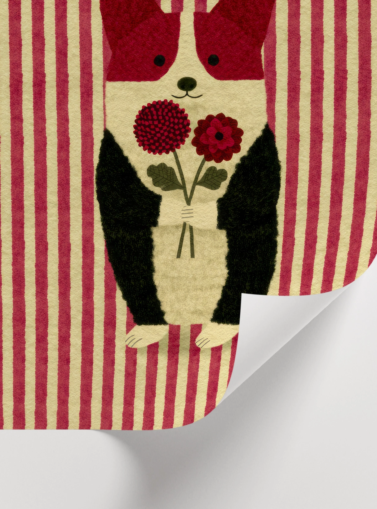 Flower Corgi Folk Art Poster — Çiçekli Corgi Poster - Görsel 2