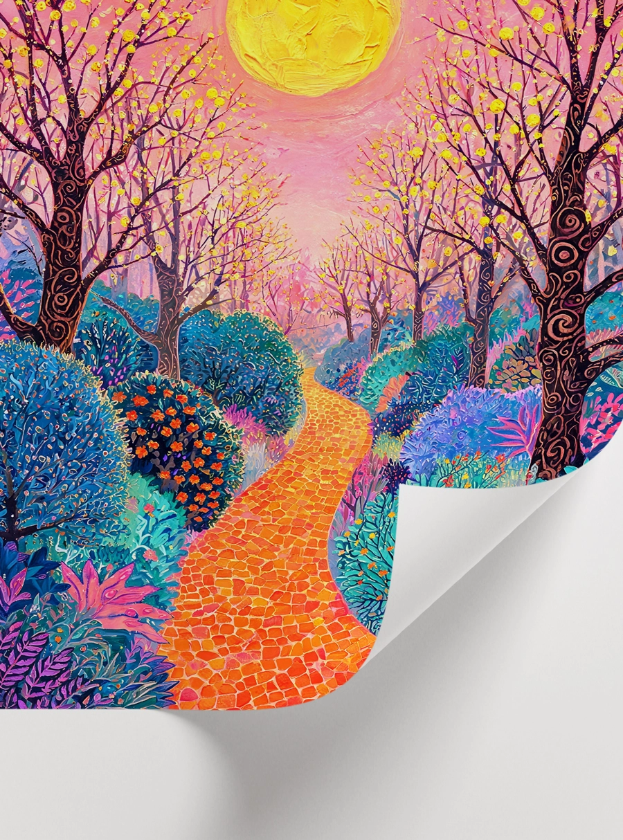 Golden Path Poster — Renkli Bahçe ve Güneş Manzarası - Görsel 2