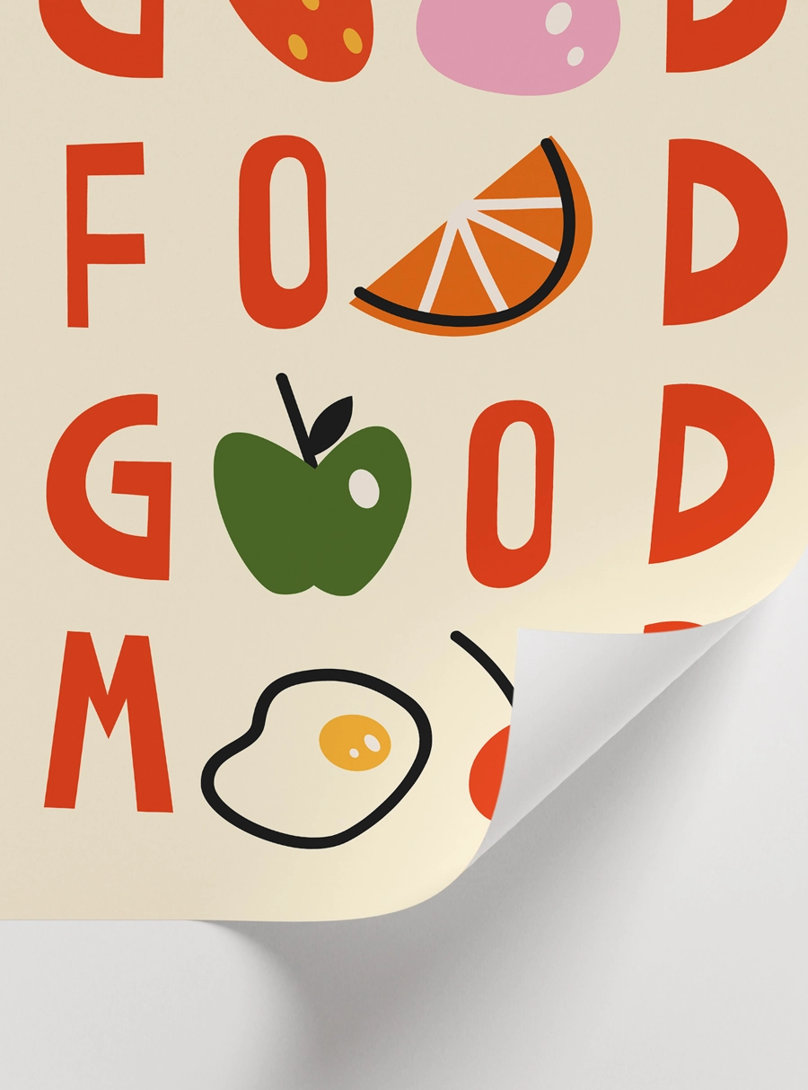 Good Food Good Mood Poster — Renkli Meyve ve Mutfak Posteri - Görsel 2