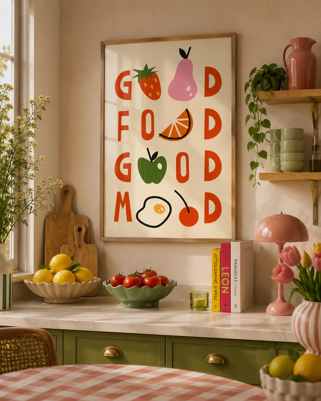 Good Food Good Mood Poster — Renkli Meyve ve Mutfak Posteri - Görsel 3