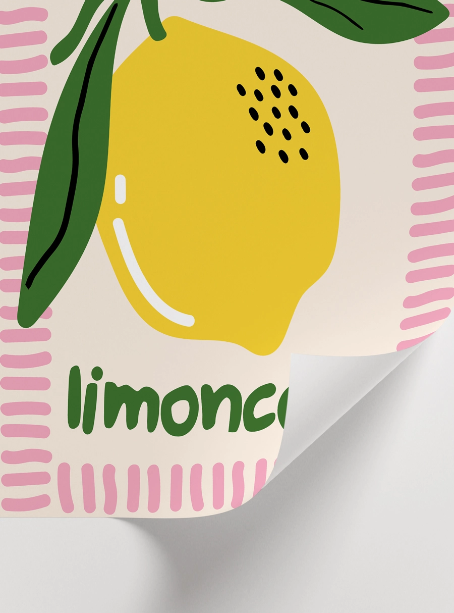 Limoncello Poster — Renkli Limon ve Akdeniz Temalı Mutfak Tablosu - Görsel 2
