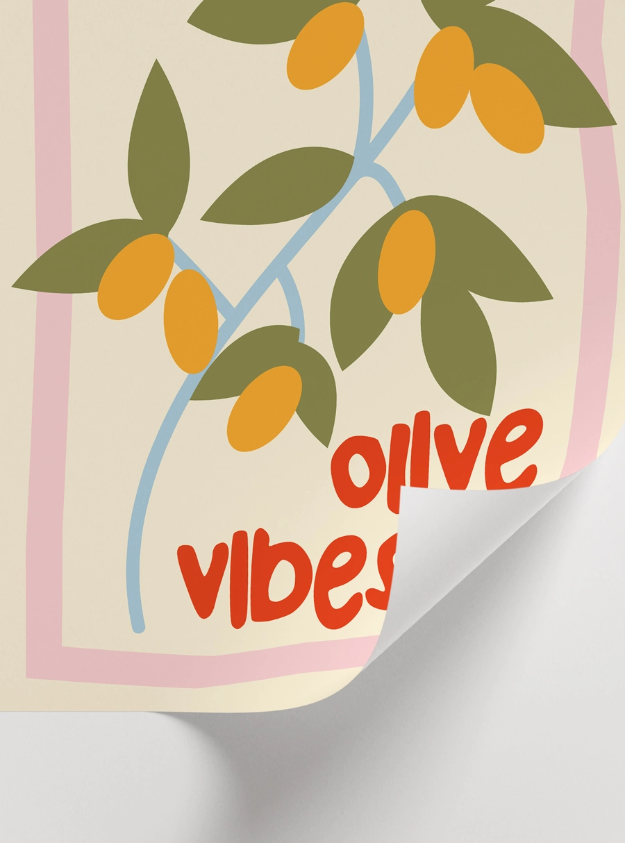 Olive Vibes Poster — Akdeniz Esintili Zeytin Dalı Duvar Sanatı - Görsel 2