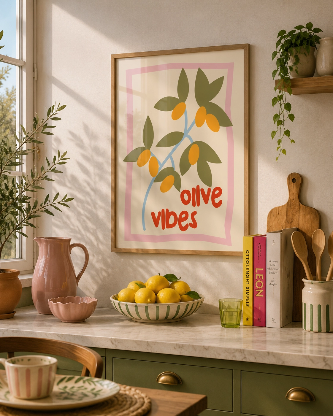 Olive Vibes Poster — Akdeniz Esintili Zeytin Dalı Duvar Sanatı - Görsel 3