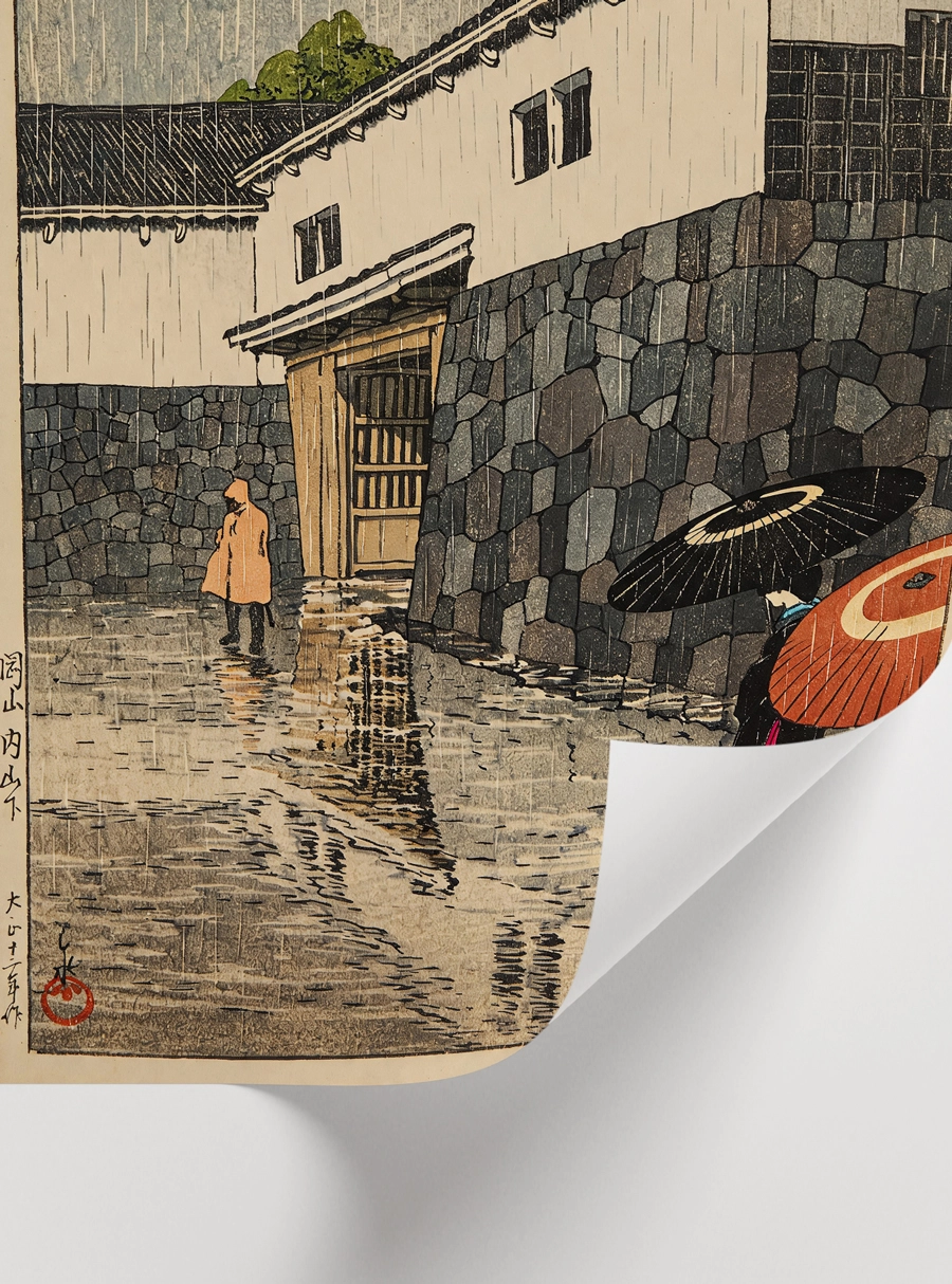 Rainy Streets Poster — Japon Yağmurlu Sokak ve Şemsiye Manzarası - Görsel 2