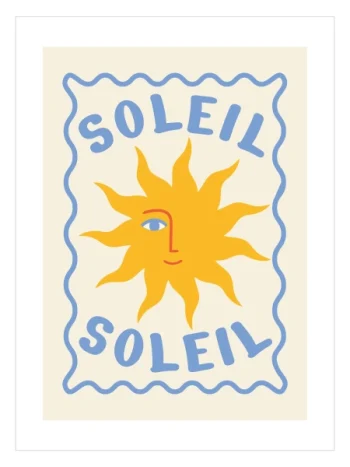 Soleil Poster — Akdeniz Güneşi ve Coastal Yaz Duvar Dekoru